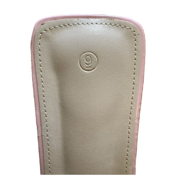 Square-Toed Clear Chunky Heeled Mules, Clear 2" Heel, Slip-Ons, Size 9 - Picture 4 of 6